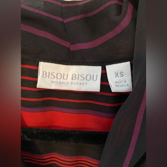 Bisou Bisou, Sheer, Red & Purple, Long Sleeve Blouse, So Cute, Size XS - Picture 5 of 8